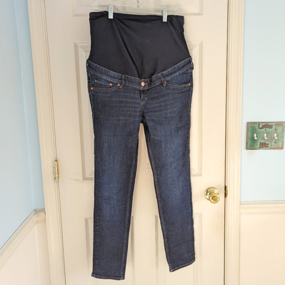 & Denim Maternity dark wash skinny leg jeans, size 14